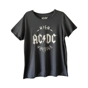 AC/DC | Women's Gray AC/DC High Voltage Short Sleeve Cotton Band Tee, XXL
